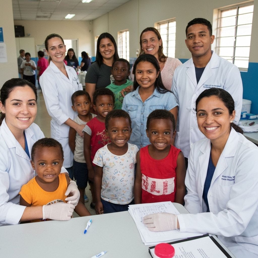 Campaña de vacunación pediátrica - Médico profesional administrando vacuna a niño pequeño con padres presentes, promoviendo salud preventiva infantil en ALDIMED Clovis NM